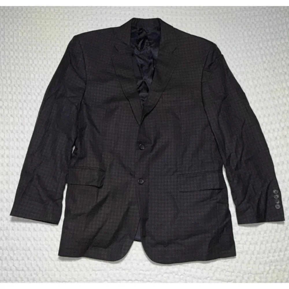 Jos A Bank Reserve Blazer Mens 42 Brown Blue Plaid Silk Wool Sport Coat Jacket